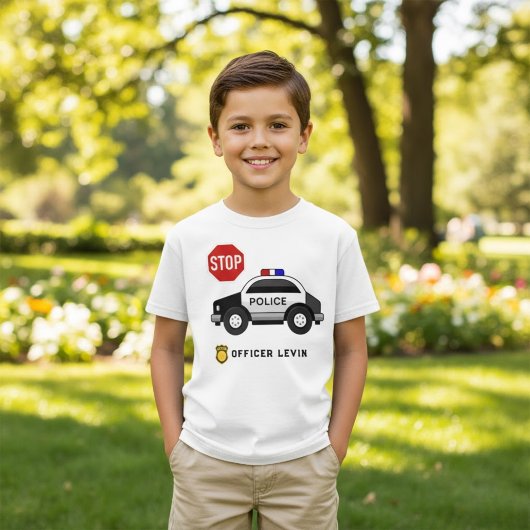 Agent Politieauto Aangepaste Verjaardagsnaam T-shirt