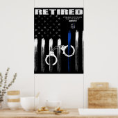 Agent Thin Blue Line Poster à la retraite (Cuisine)