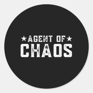Agent van Chaos _ Grappige Humor Grapjas Sarcastis Ronde Sticker