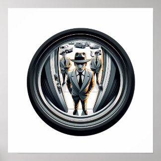 Agenten in het grijs aan de deur | Fisheye Poster