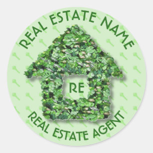 Agentschap voor onroerend goed en bedrijfsnaam ronde sticker