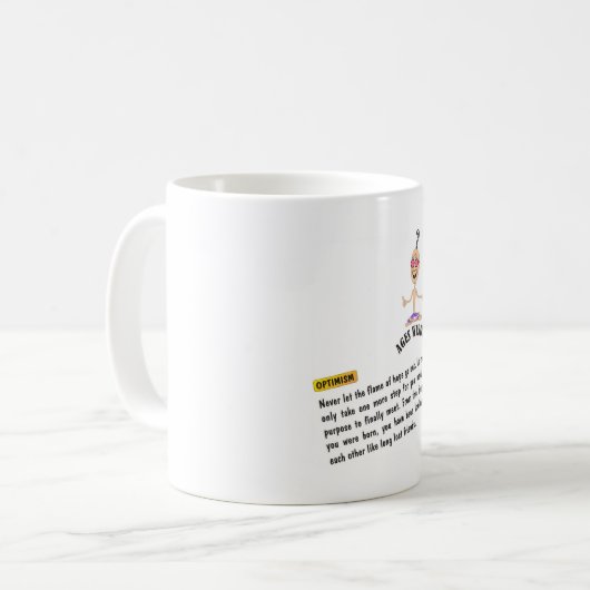 Ages Sagesse mug "optimism" comic vérité positive (Devant gauche)