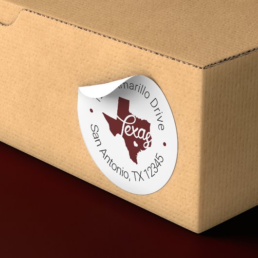 Aggie Maroon Texas Heart Cutout Adres Etiket