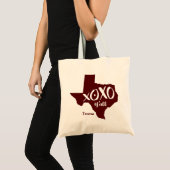 Aggies Maroon XOXO, Y'all - Texas State Shape Tote Bag (Voorkant (product))