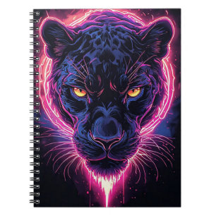 Aggressieve panterkunst in neonkleuren notitieboek