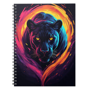 Aggressieve panterkunst in neonkleuren notitieboek
