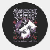 Aggressive Napng Funny Heavy Metal Grim Reaper Sle Ronde Sticker (Voorkant)