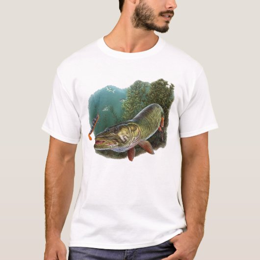 Aggressive Pike Fishing Art T-Shirt – Predator Fis (Devant)