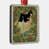 Agility Doberman Metalen Ornament (Rechts)