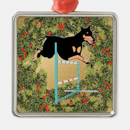 Agility Doberman Metalen Ornament