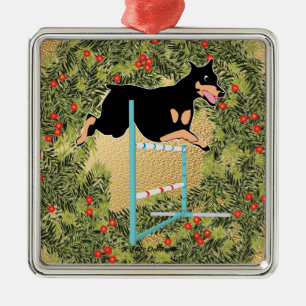 Agility Doberman Metalen Ornament