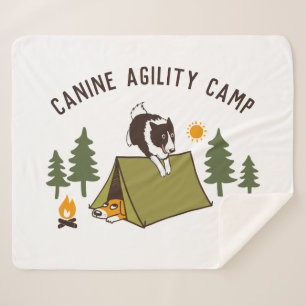 Agility Dog Cute Border Collie Camp Custom Sherpa Deken