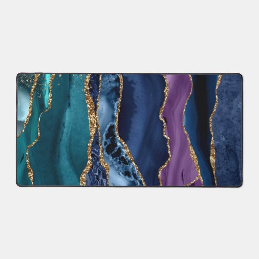 Agitation bleue/Turquoise/violette avec veines or (Recto)