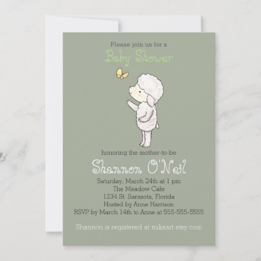 Agneau Baby shower Invitation Agneau mignon Christ (Devant)