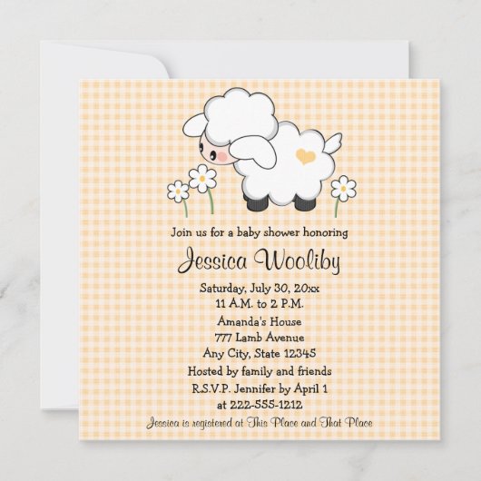 Agneau bébé Douche bébé Invitations Genre Neutre (Devant)