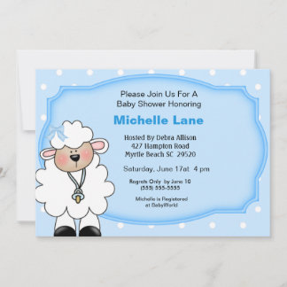 Agneau bébé garçon douche Invitations