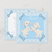 Agneau bleu Twin Baby Boy Douche Invitations (Devant / Derrière)