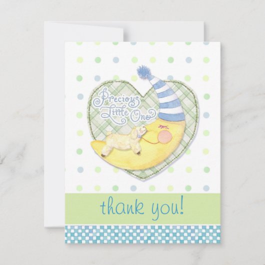 Agneau couché et homme dans la lune bébé Merci Not (Devant)