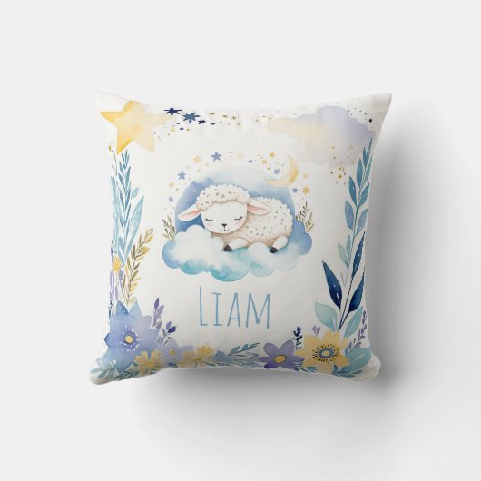 Agneau dormant Boho Nom Nursery Coussin (Verso)