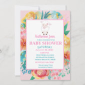 Agneau mignon rose Baby shower Floral Invitation (Devant)