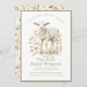 Agneau neutre | Invitation du programme de Pâques (Devant / Derrière)