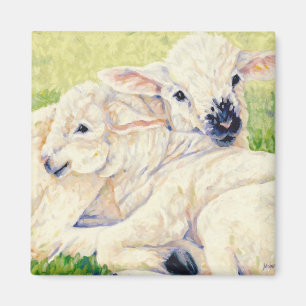 Agneaux jumeaux - aimant de moutons