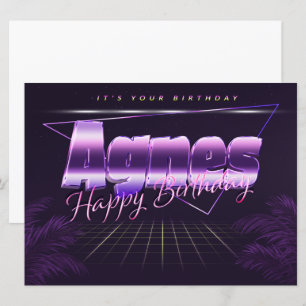 Agnes prénom carte rétro lilas anniversaire