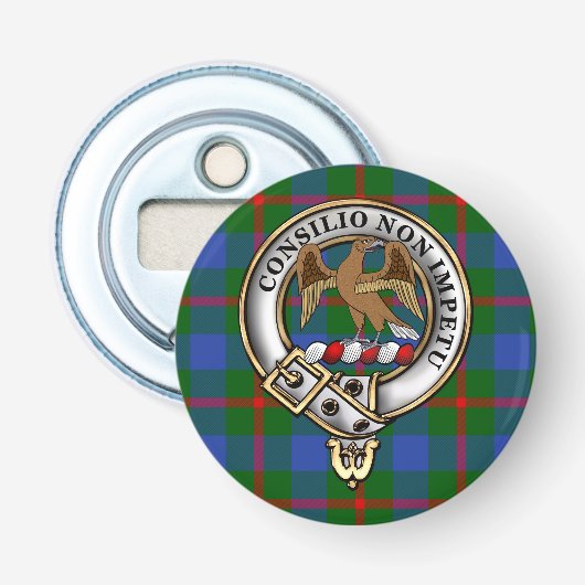 Agnew Clan Badge & Tartan Button Flesopener (Voorkant)