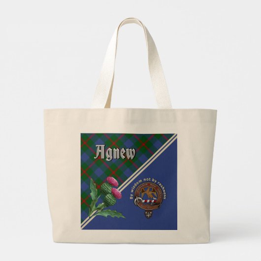 Agnew Clan Badge & Tartan Grote Canvas tas (Achterkant)