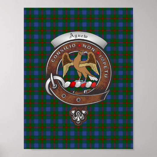 Agnew Clan Badge & Tartan Poster 8.5x11 (Devant)