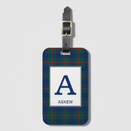 Agnew Tartan Groen en Blauw Plaid Patroon Bagagelabel