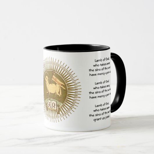 Agnus Dei (Agneau de Dieu) avec prières Café Mug (Devant droit)