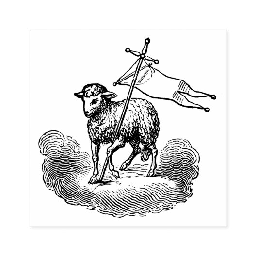 Agnus dei / Christelijk Pascal lam (wolken) Rubberstempel (Afrduk)