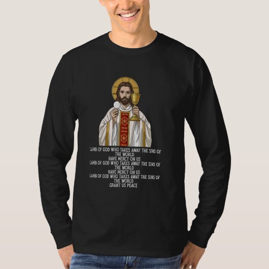 Agnus dei sanctus traditioneel Latijn mis katholie T-shirt (Voorkant)