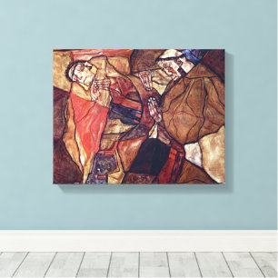 Agonie, De Doodsstrijd door Egon Schiele Canvas Afdruk