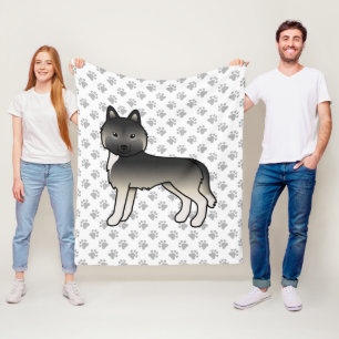 Agouti Siberische Husky Cartoon Hond & Pootjes Fleece Deken