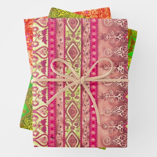 Agra en Suthep in groen, goud en steenrood Inpakpapier Vel (In situ)