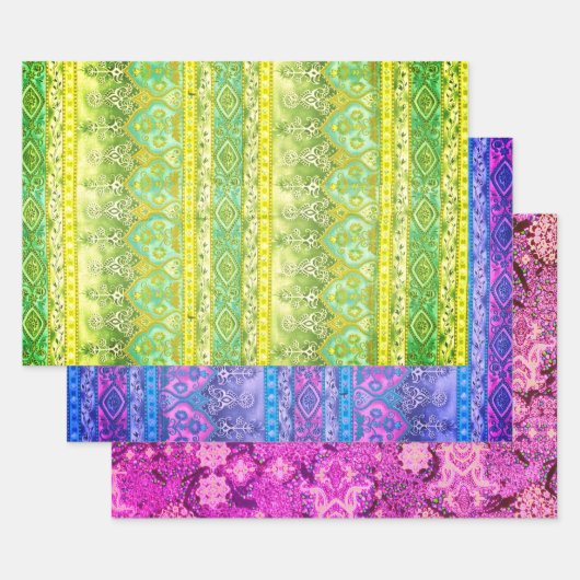 Agra en Suthep in groen, paarse en maroon Inpakpapier Vel (Set)