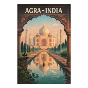 Agra stad, India retro reis 2026 Perfect Poster