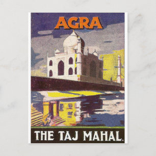 Agra, Taj Mahal mausoleum, India. Vintage Briefkaart
