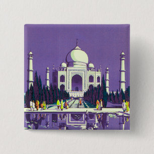 Agra ~ Taj Mahal Vierkante Button 5,1 Cm