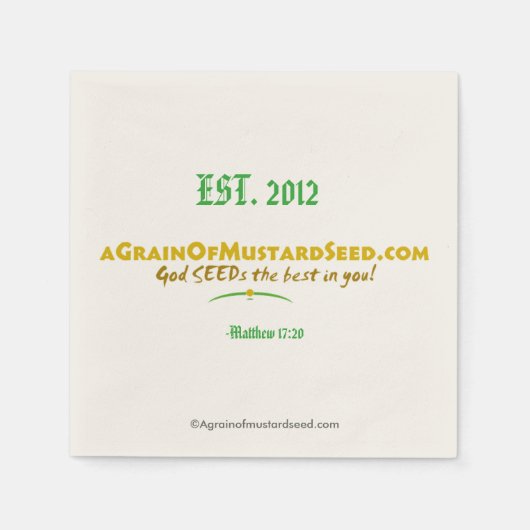 Agrainofmustardseed.com EST 2012 Servet (Voorkant)