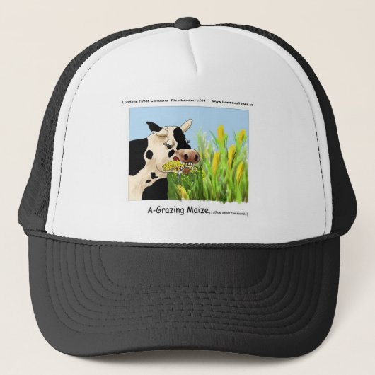 Agrazing Maize (Funny Koe geeft Kaarten T - shirts Trucker Pet (Voorkant)