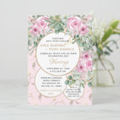 Agréable Faire-part de mariage rose rose (Debout devant)