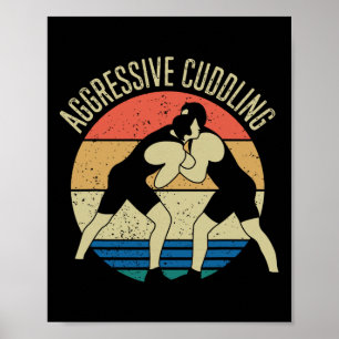 Agressief knuffelen worstelen retro worstelen poster