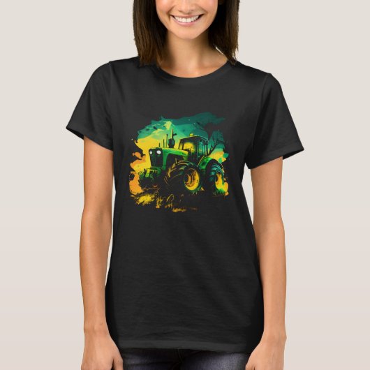 Agriculture farmers driving thick trekkers tractor t-shirt (Voorkant)