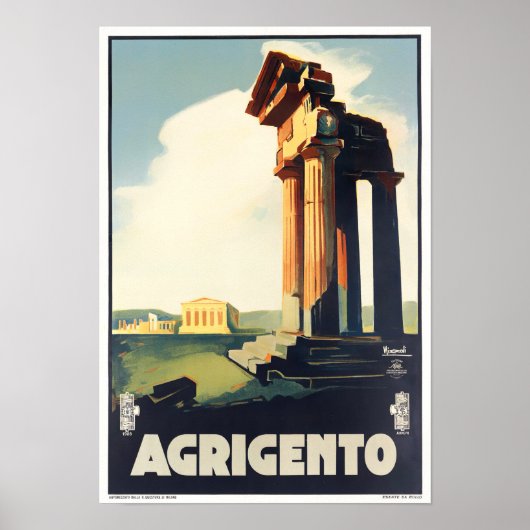 Agrigento Italie vintage travel Poster (Devant)
