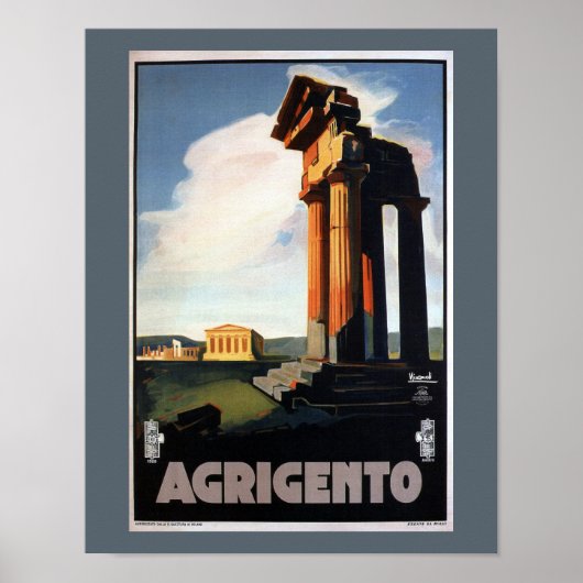 Agrigento Vintage Italien Travel Poster (Devant)