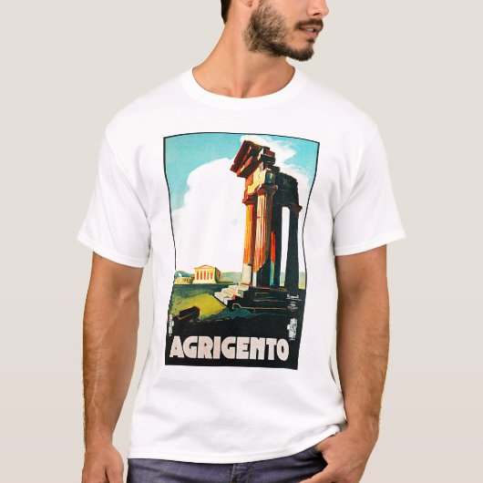 Agrigento Vintage Travel Advertisement T-shirt (Voorkant)