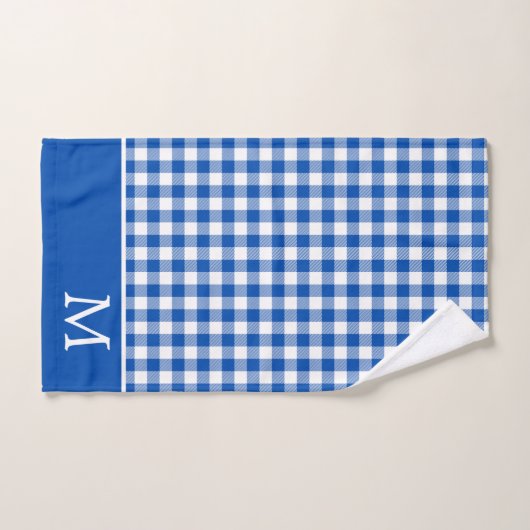 Agritourisme Bleu et Blanc En vichy Plaid Monogram (Serviette à main)